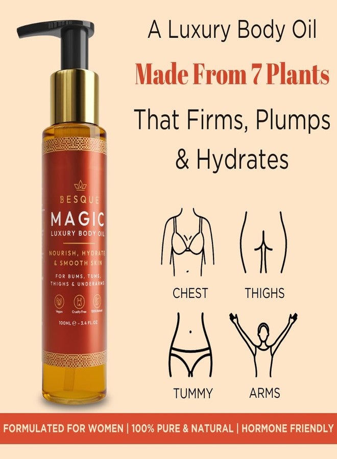 Besque Magic Body Oil, 3.4 FL OZ, After Shower Body Oil For Women, Hydrating Skin Care For Full Body That Plumps, Tightens, and Firms Skin With Natural Ingredients, Luxury Spa Gifts - Pack of 1 - Image 5